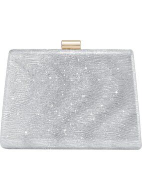 〽️Women's Silver Detachable Chain Sparkly Clutch Purse Wedding Prom Evening Bags